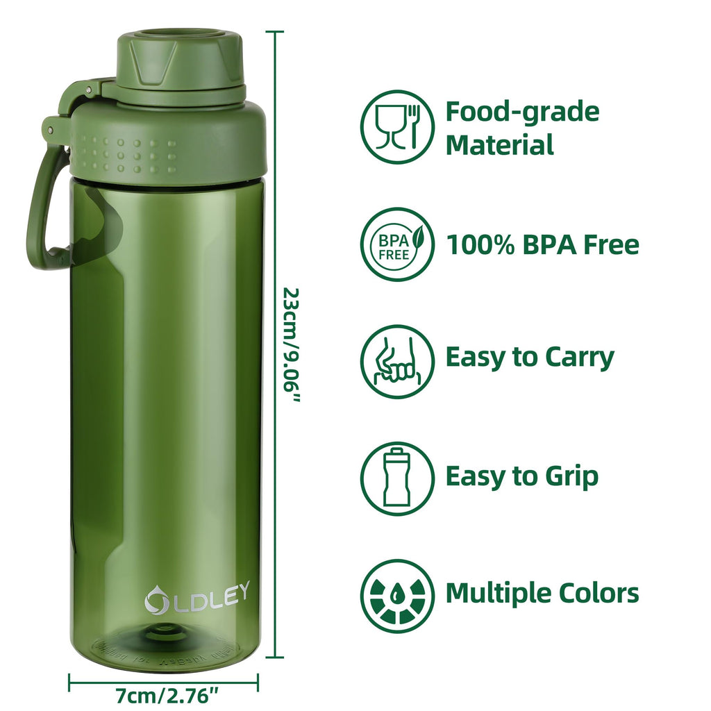 OLDLEY Water Bottles 20oz BPA Free Tritan Water Bottle with Carry Handle and Spout Lid, Leakproof Kids Water Bottle for Home,Travel, School, Outdoors, Transparent