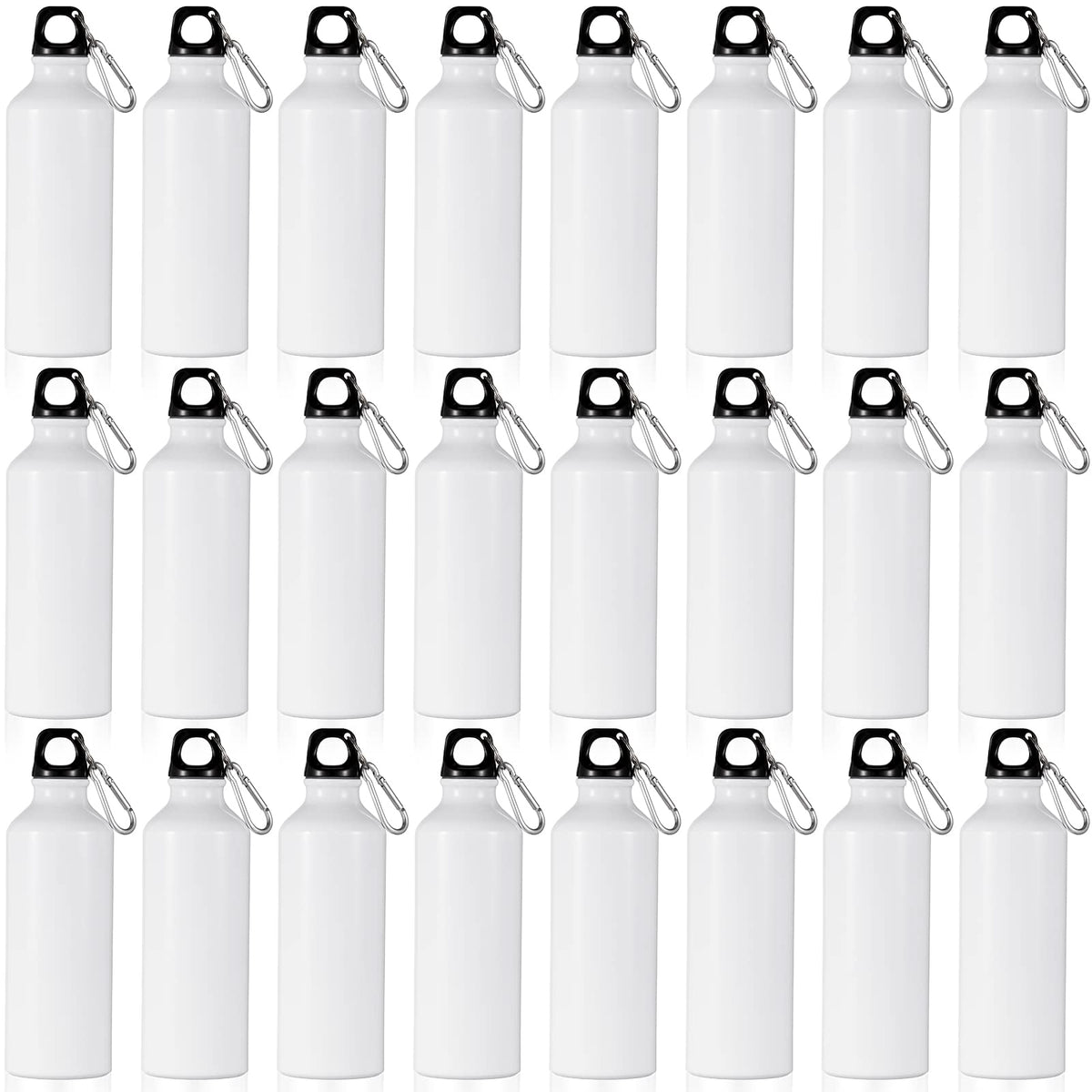 24 Pcs Aluminum Water Bottle 17oz Aluminum Reusable Bottles with Clips Sports Lightweight Water Multipack Easy Carry Leakproof Travel for Gym Hiking Cycling Sports Outdoor(Assorted Color)