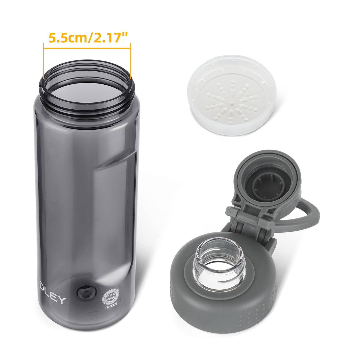 OLDLEY Water Bottles 20oz BPA Free Tritan Water Bottle with Carry Handle and Spout Lid, Leakproof Kids Water Bottle for Home,Travel, School, Outdoors, Transparent