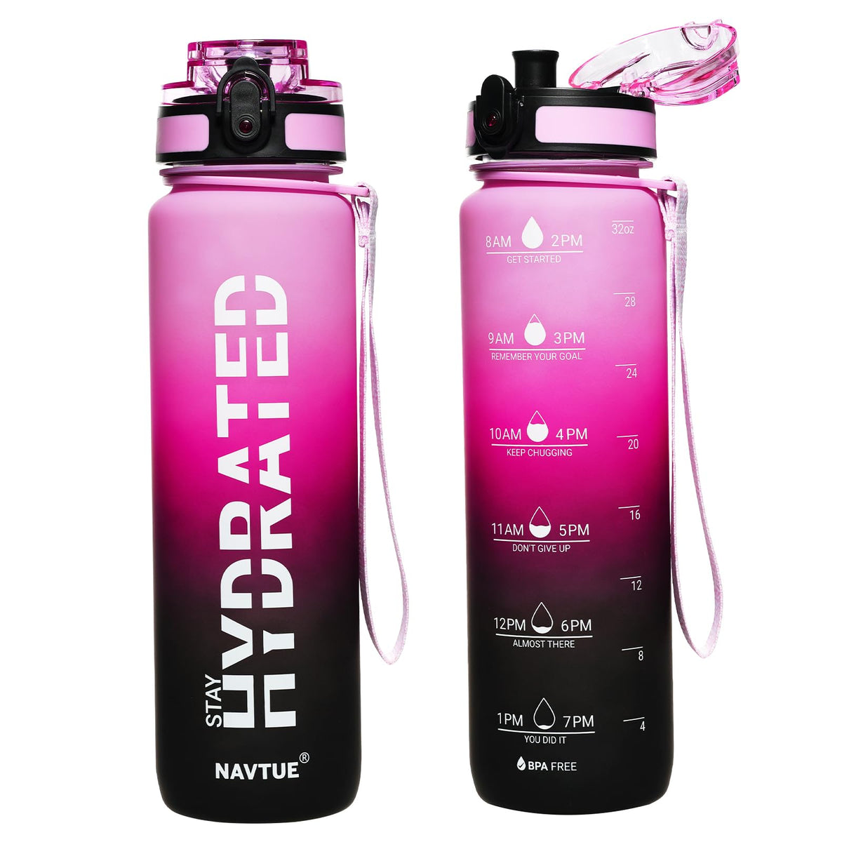 Water Bottle 32 oz Motivational Time Marker Tritan Bottle