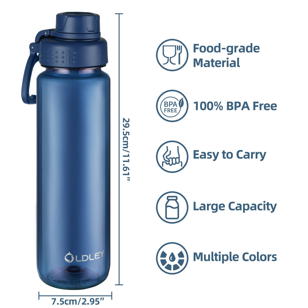 OLDLEY Water Bottles 20oz BPA Free Tritan Water Bottle with Carry Handle and Spout Lid, Leakproof Kids Water Bottle for Home,Travel, School, Outdoors, Transparent