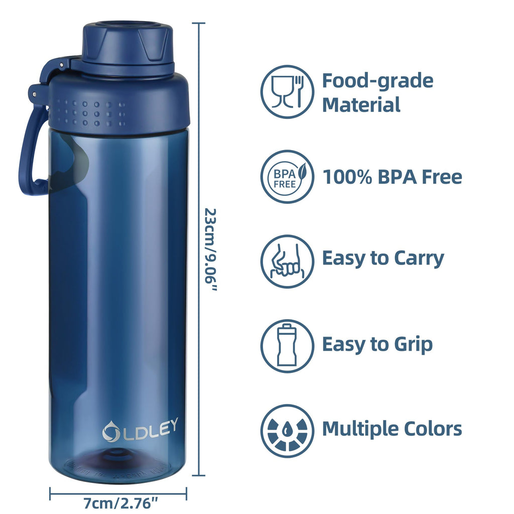 OLDLEY Water Bottles 20oz BPA Free Tritan Water Bottle with Carry Handle and Spout Lid, Leakproof Kids Water Bottle for Home,Travel, School, Outdoors, Transparent