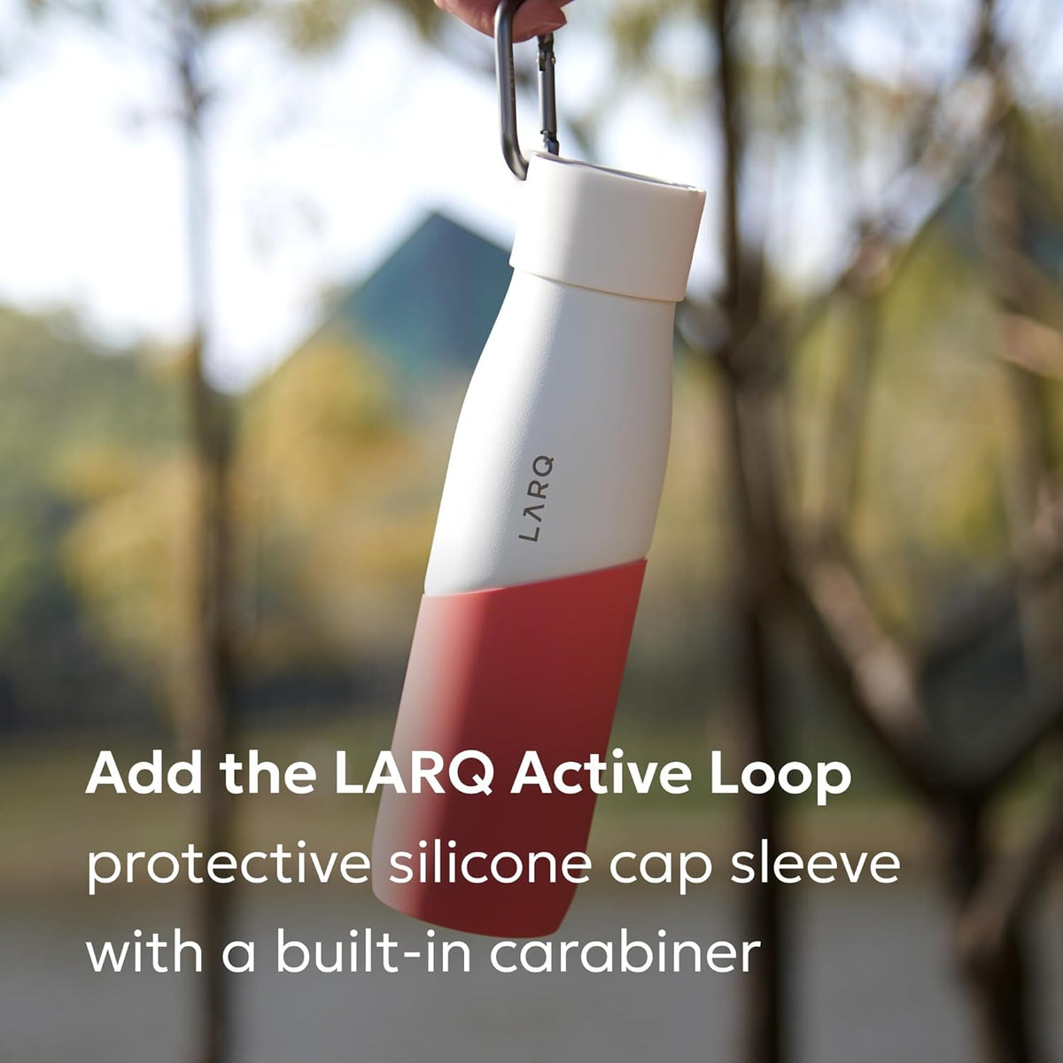 LARQ Bottle Movement PureVis 24 oz- Lightweight Self-Cleaning and Non-Insulated Stainless Steel Water Bottle with UV Water Purifier | Reusable & Travel Friendly, Black/Pine
