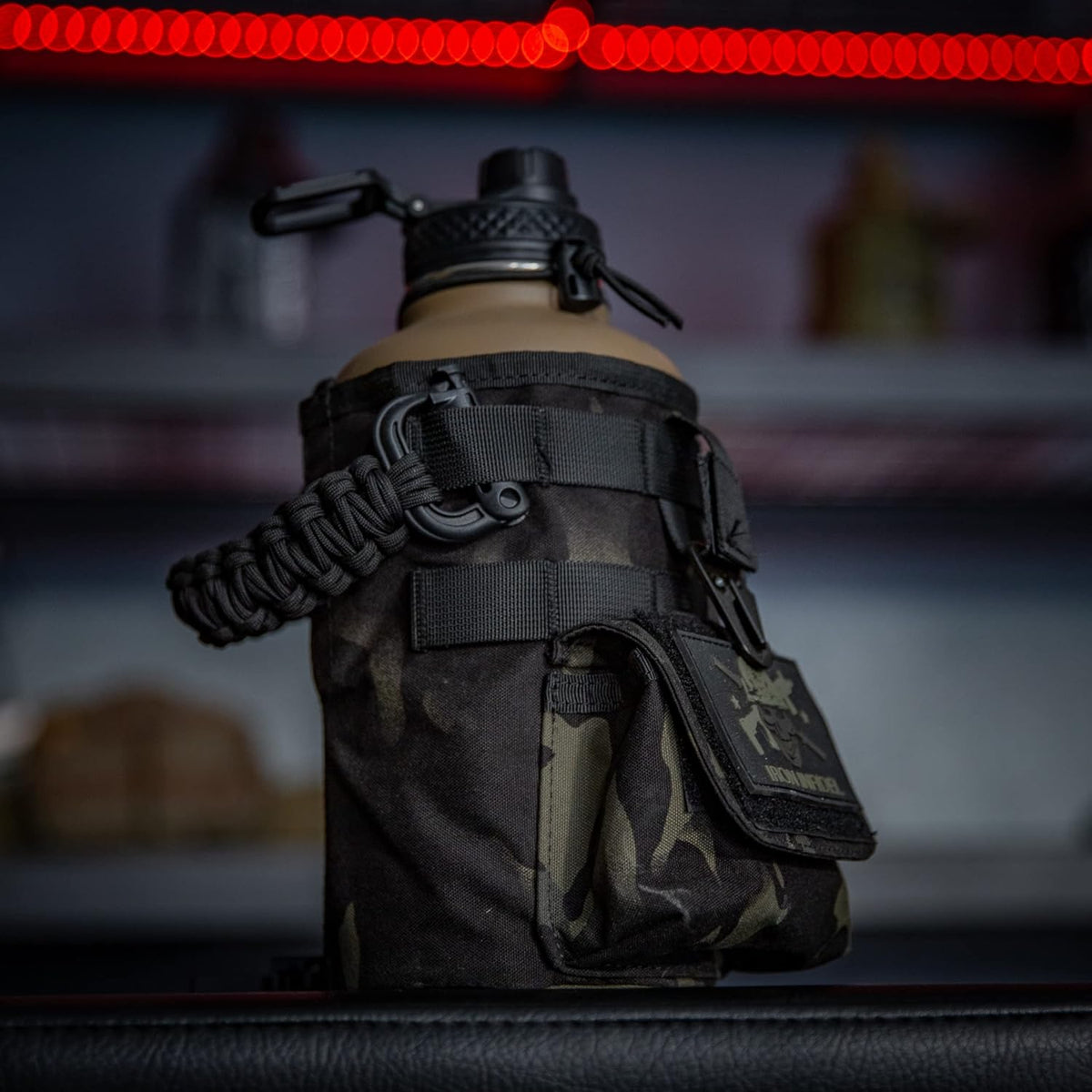 Battle Bottle - Half Gallon Insulated Water Bottle with Paracord Handle - 64 oz Stainless Steel Water Jug with Two Rugged, Removable Sleeves for Keys, Wallet & Phone (Camo Sleeves Bundle)
