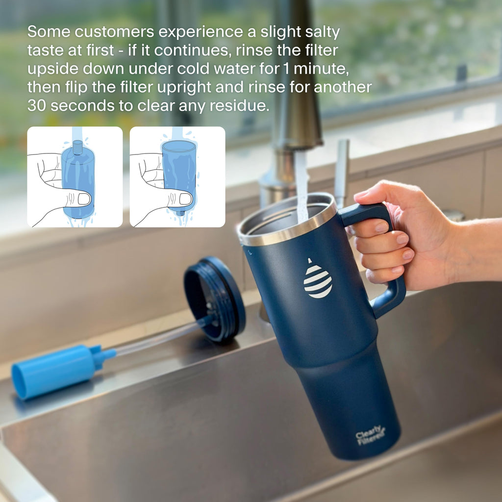 Clearly Filtered Water Bottle | Removes 200+ Contaminants, Double-Wall Insulated Stainless Steel, BPA/BPS Free, Phthalate Free, Filters Flouride Lead Chlorine (40oz, Mint)