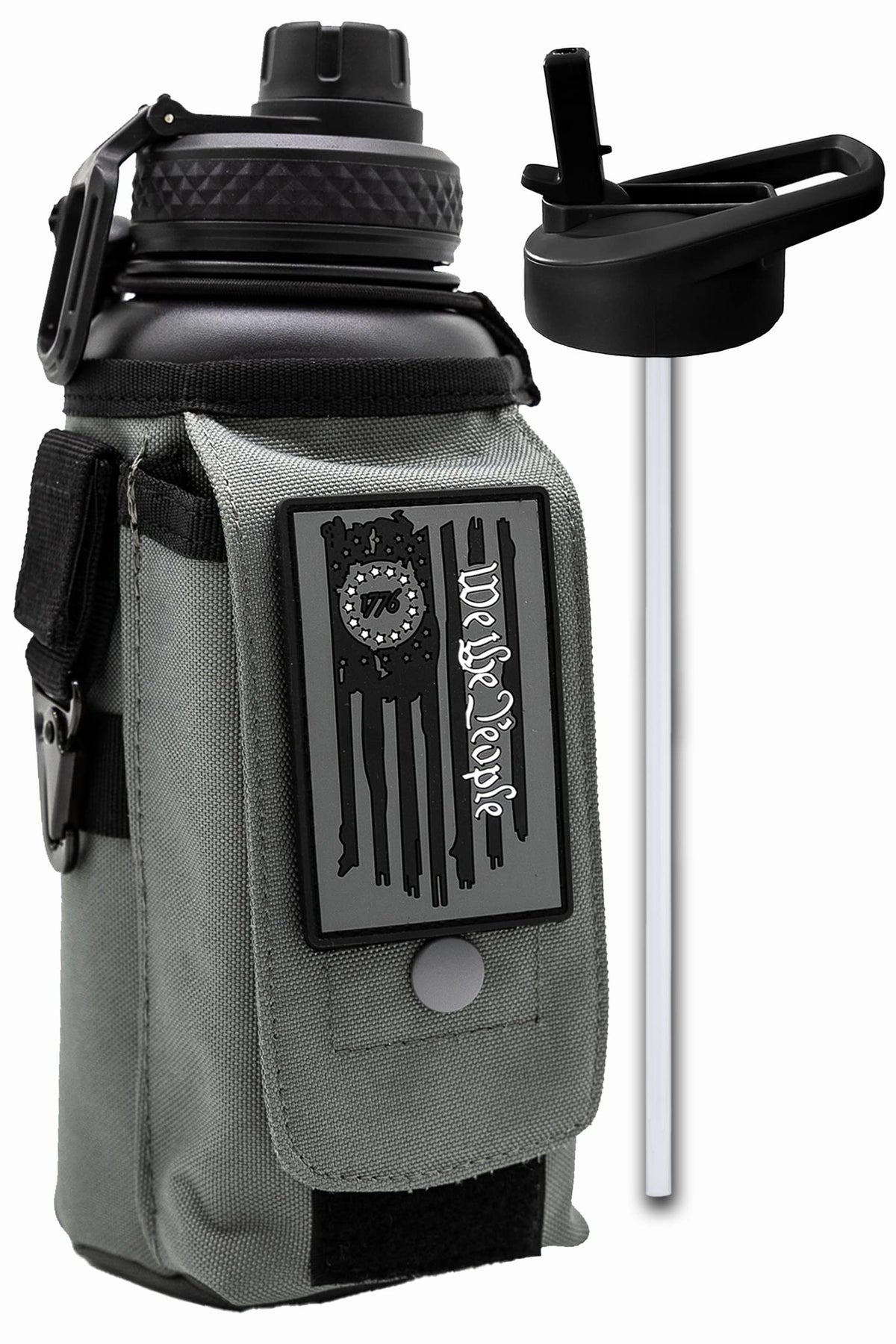 Iron Infidel Battle Bottle - Half Gallon Insulated Stainless Steel Water Jug with Handle - Gym Bottle for Men with Rugged Sleeve (Overland 2 Liter)