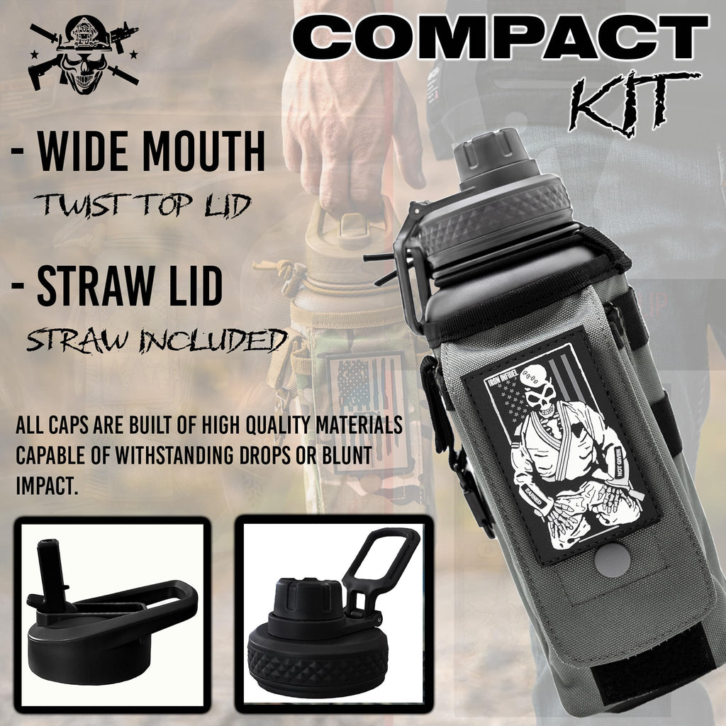 Iron Infidel Battle Bottle - Half Gallon Insulated Stainless Steel Water Jug with Handle - Gym Bottle for Men with Rugged Sleeve (Overland 2 Liter)