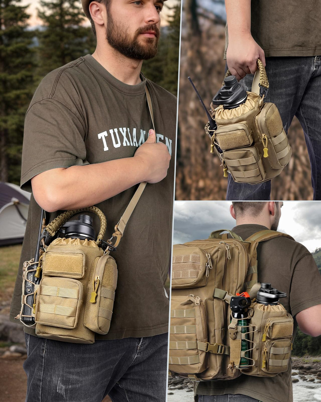 RXW 64oz Insulated Water Bottle Half Gallon Water Jug with Sleeve Tactical