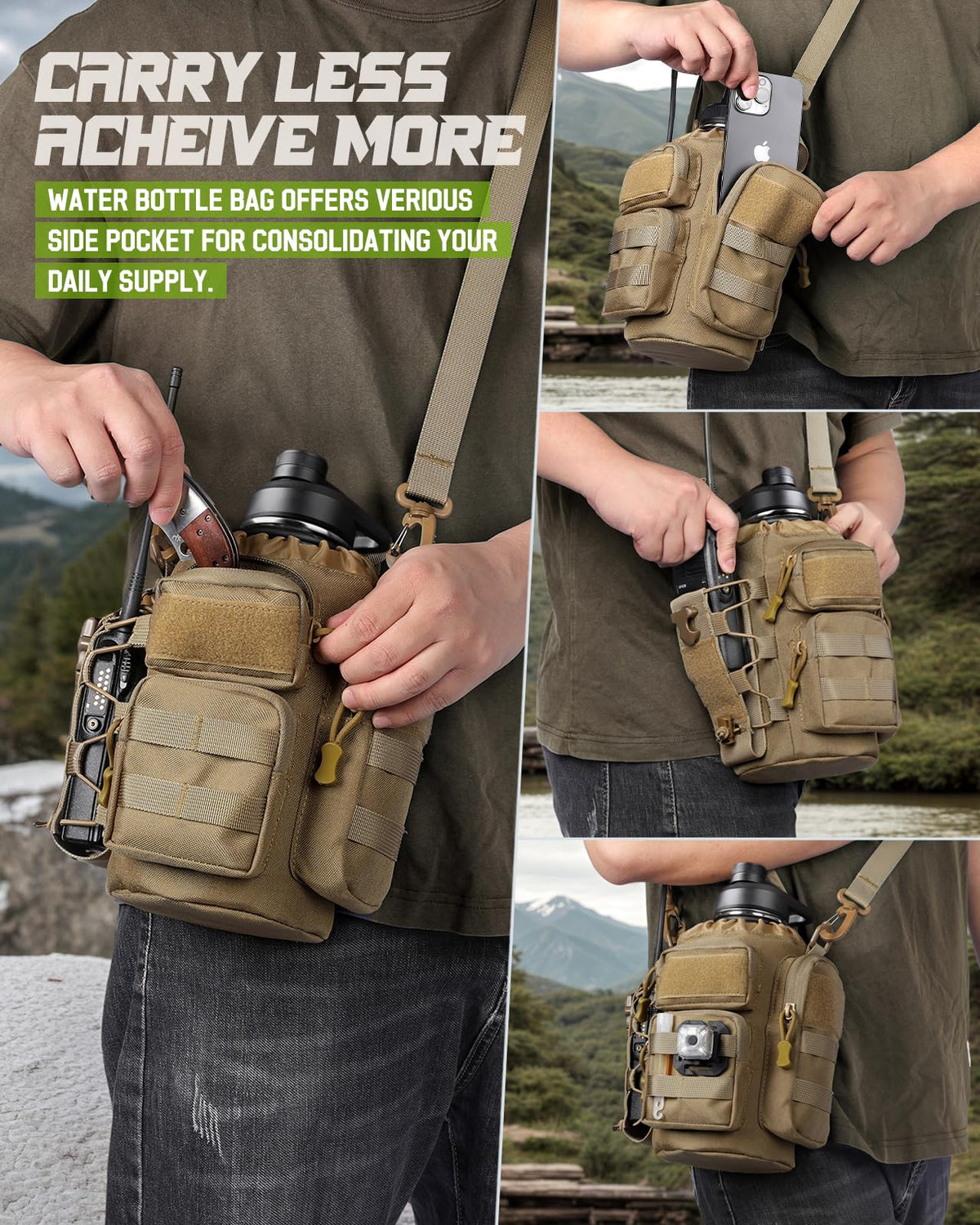 RXW 64oz Insulated Water Bottle Half Gallon Water Jug with Sleeve Tactical